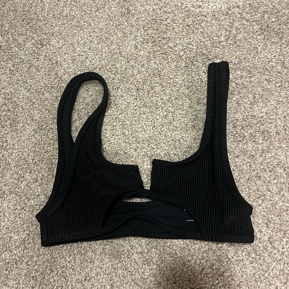Frankie's Bikinis Black Ribbed Bikini Top